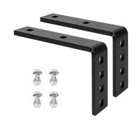 2 Pack Black Trailer Fender Brackets, L-Shaped Metal Mudguard Mounting Brackets with 4 Bolts and Lock Nuts for Compatible Utility, Boat and Cargo Trailers