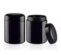2 Pack Black Ultraviolet Glass Jar Empty Airtight Storage Jar UV Protection Refillable Containers Jar Smell Proof Glass Bottle For Coffee Tea Spices Herbs Cosmetics And More (250ml/8.3oz)
