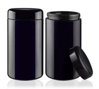 2 Pack Black Ultraviolet Glass Jar Empty Airtight Storage Jar UV Protection Refillable Containers Jar Smell Proof Glass Bottle For Coffee Tea Spices Herbs Cosmetics And More (500ml/16.7oz)