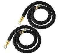 2 Pack Black Velvet Ropes with Gold Hooks, 4.9ft Retractable Stanchion Cords for Oscar Party Decorations, VIP Queue Barriers, Event Signage, Crowd Control