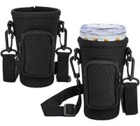 2-Pack Black Water Bottle Carrier with Adjustable Crossbody Strap for Royal Caribbean Cruise 2025, Hands-Free Bottle Sling Pouch