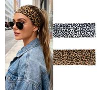 2 Pack Black White Headband Set, Polka Dot Elastic Headbands Cute Hair Accessories Non Slip Fashion Head Bands Retro Design Head Wraps Soft Wide Headband for Women Hair Styling Supplies (Style 5)