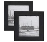 2 Pack Black Wooden Photo Frame, 4 x 4'' (10 x 10cm), Small Wood Frames with Acrylic Glass, Square Picture Frames for Wall Mount & Desk Stand, Display Case for Crafts, Keepsakes, Wedding, Graduation