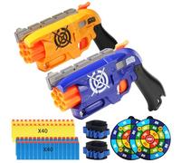 2 Pack Blaster Guns Boys Toy for 6+ Year Old Kids, 2 Targets & 2 Wrist Strap,80 Soft Foam Darts Bullets, Gun Toys Gifts for Ages 8-12,Christmas Stocking Stuffers Party Supplies for Toddler Orange