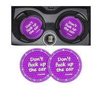 2 Pack Bling Car Coasters for Cup Holder, Crystal Rhinestone 2.75 in Cup Holder Coaster, Silicone Anti-Slip Insert Cup Mats for Women, Interior Accessories Universal for Most Cars (Purple)