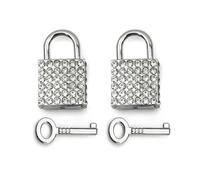 2-Pack Bling Square Padlock Mini Square Lock Decorative Padlock Luggage Accessory Handbag Charm with Key for Jewelry Box Diary (Silver)