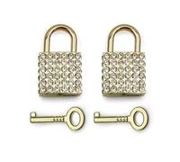 2-Pack Bling Square Padlock Mini Square Lock Decorative Padlock Luggage Accessory Handbag Charm with Key for Jewelry Box Diary (Gold)