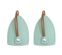 2 Pack Blocking Car Key Protector - Premium Leather Key Fob Shield Case with Pull Tab, Anti-Theft Signal Blocker for Tesla/Benz/BMW, Keyless Entry Protection (Blue-Green)