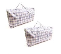 2 PACK Blue 100x60x25cm XXL Jumbo Durable Reusable Foldable Waterproof Zipped Laundry Bags Heavy Duty Strong Clothing Wardrobe Storage Moving House Shopping Toy Decorations Storage Bags