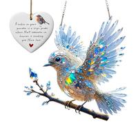 2 Pack Blue Bird Ornaments, Handmade Glass Robin & Bluebird Sun Catchers for Windows, Garden Ornaments Outdoor Hanging Decor for Patio, Yard, Home Decor Gifts for Friends and Family