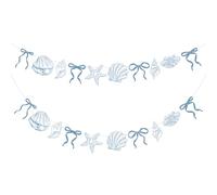 2 Pack Blue Bow Garland Beach Birthday Party Decorations The Summer I Turned Pretty Party Decor Seashells and Wedding Bells Decor for Baby Shower Summer Birthday Wedding Bachelorette Mermaid