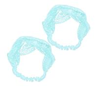 2 Pack Blue Lace Headbands for Women, Wide Stretch Hair Bands | Cloth Construction, One Size Fits Most, Breathable Lace Texture, Daily Office Wear, Bangs and Hair Control