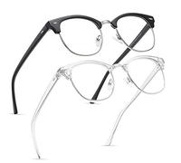 2 Pack Blue Light Blocking Glasses, Anti Blue Light Gaming Glasses, Retro Fashion Frame Non-Prescription Lens, Anti Fatigue Headache Computer Screen Glasses for Women and Men,Unisex Round Glasses
