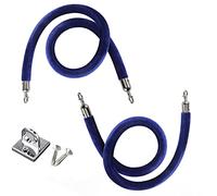 2 Pack Blue Stanchion Posts with 4 Wall Hooks & 8 Screws - 3.5M/11.5Ft for Events, Red Rope Barriers, Exhibits, Queue Management, Party & Trade Shows