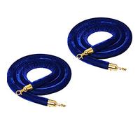 2-Pack Blue Velvet Rope with Gold Hooks, 6ft Queue Barrier Rope for Crowd Control, Elegant Stanchion Rope for Hotel Events and Parties