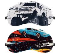 2 Pack Blue Yellow Race Sportcars Pattern Sleep Mask, Light Blocking Sleeping Eye Mask for Women Men, Night Blindfold, Breathable Eye Mask Cover