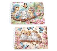 2 Pack Bluebird DIY Diamond Art Spiral Notebook Kit 80Pages No Lines for Adults