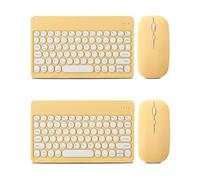 2 Pack Bluetooth Keyboard and Mouse Combo for iPad - Rechargeable Wireless Keyboard & Mouse Compatible with iPad 9th/8th Gen, iPad Pro/Air/Mini, iPhone14/13/12 Pro, Round Keys Yellow