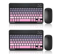 2 Pack Bluetooth Keyboard and Mouse Combo Rechargeable Portable Wireless Keyboard Mouse Set for Apple iPad iPhone iOS 13 and Above Samsung Tablet Phone Smartphone Android Windows (Gradient black pink)