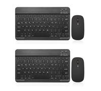 2 Pack Bluetooth Keyboard and Mouse Combo Rechargeable Portable Wireless Keyboard Mouse Set for Apple iPad iPhone iOS 13 and Above Samsung Tablet Phone Smartphone Android Windows (10 inch Black)
