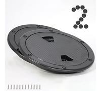 2-Pack Boat Black 6" Round Non-Slip Inspection Hatches, with Detachable Cover - ABS Plastic Screw Out Access Hatch Cover for Kayak, Yacht, Marine, RV - Deck Plates and Access Panel Included
