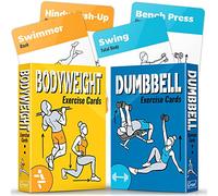 [2-PACK] Bodyweight & Dumbbell Workout Cards - Large Size 5" x 3.5" Exercise Cards Deck with 100 Different Exercises, Perfect for Circuit Training & Weightlifting - Fitness Cards for Women & Men