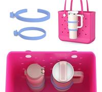 2 Pack Bogg Bag Cup Holder for Stanley 30oz 40oz, Adjustable Insert Drink Water Bottle Holder Stanley Cup Accessories Compatible with Simply Southern Beach Tote Bag, Pink Bogg Bag Accessories Blue