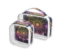 2 Pack Bohemian Tarot Astrological clear decorative hanging toiletry bag TSA approved multifunctional cosmetic bags for women for wallet travel essential de maquillaje para, Bohemian Tarot