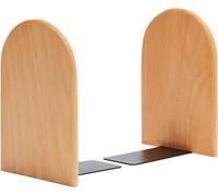 2 Pack Book Ends Natural Bamboo Bookend Anti Slip Book Stopper Wood Bookends Bookshelf Book Ends for Shelves Home Office Library School Study Decoration