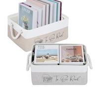 2 Pack Book Lover Gifts TBR Book Storage Basket for Organizing To Be Read List Storage Bin Bookish Accessories for Books Collapsible Gift Basket Empty with Handles for Club Members( Khaki, Gray)