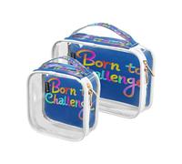 2 Pack Born To Challenge Colorful Makeup Bag Hanging Travel TSA Approved Shaving Kit for Small Man Colorful Word Born to Challenge, Colorful Word Born To Challenge, 1 size