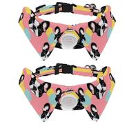 2 Pack Boston Terrier Dogs Dog Collars Bowtie with Shirt Collar Adjustable Pet Cats Puppies Necktie for Small Girl Boy Dog Wedding Birthday Gift