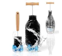 2 Pack Bottle Brush Compatible with SodaStream Glass Bottle, 33cm+28cm Cleaning Brush with 304 Stainless Steel Handle, Hard Nylon Bristles and Sponge Head, Scratch Free for Soda Bottles, Baby Bottles