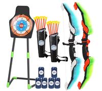 2 Pack Bow and Arrow for Kid, LED Light Up Archery Toy Set with 20 Suction Cup Arrows, Standing Target, Score Targets & Quiver, Indoor Outdoor Sport Games, Birthday Gifts for Boys & Girls Ages 4-12