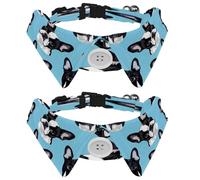 2 Pack Bowtie Dog Collar with Bell, Detachable and Adjustable Bow Tie Collar for Small Pet, Boston Terrier Dogs