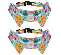 2 Pack Bowtie Dog Collar with Bell, Detachable and Adjustable Bow Tie Collar for Small Pet, Fly Dragons