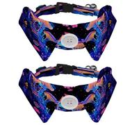 2 Pack Bowtie Dog Collar with Bell, Detachable and Adjustable Bow Tie Collar for Small Pet, Mushrooms Butterfly