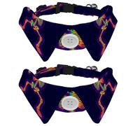 2 Pack Bowtie Dog Collar with Bell, Detachable and Adjustable Bow Tie Collar for Small Pet, Neon Skeleton
