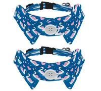 2 Pack Bowtie Dog Collar with Bell, Detachable and Adjustable Bow Tie Collar for Small Pet, Swans Hearts Pattern