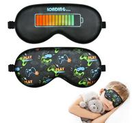 2 Pack Boys Sleep Mask, Blackout Silk Eye Mask for Sleeping with Adjustable Strap, Kids Sleep Mask for Home & Travel (Black & Green Game Console)