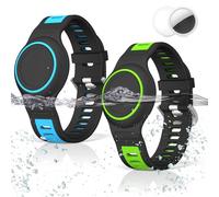 2-Pack Bracelet Compatible with AirTag for Kids, Waterproof Airtag Bracelet Full Coverage Protective Case Design Soft Silicone Hidden Air Tag Holder for Toddler Child Elderly (Blue+Green)