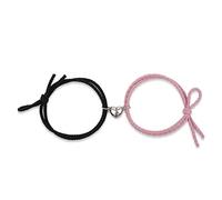 2 Pack Bracelets Stainless Steel Heart Pendant Couple for Lover Friends Men Women Rope Bracelets (Metal Color : 10, Size : ONE)