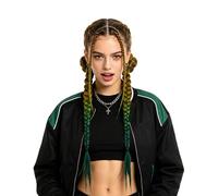 2 Pack Braid Ponytail Extension with Elastic Tie 26 Inch Wrap Around Double Ponytail Long Straight Sleek Synthetic Hairpiece Gradient Braiding Hair Accessories for Women Festival Cosplay Party Costume