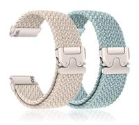 2 Pack Braided 18mm Strap for Garmin Venu 4 41mm/3S 2S/Vivoactive 4S 3S/Vivomove 3S/Forerunner 255S Music 265S Men/Women, Elastic Nylon Sport Band for Huawei Watch 5 42mm/GT 6/5/4 41mm/GT5 Pro 42mm