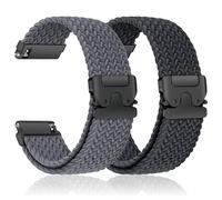 2 Pack Braided 18mm Strap for Garmin Venu 4 41mm/3S 2S/Vivoactive 4S 3S/Vivomove 3S/Forerunner 255S Music 265S Men/Women, Elastic Nylon Sport Band for Huawei Watch 5 42mm/GT 6/5/4 41mm/GT5 Pro 42mm