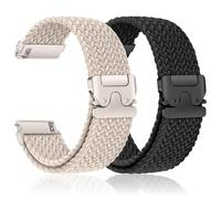 2 Pack Braided 18mm Strap for Garmin Venu 4 41mm/3S 2S/Vivoactive 4S 3S/Vivomove 3S/Forerunner 255S Music 265S Men/Women, Elastic Nylon Sport Band for Huawei Watch 5 42mm/GT 6/5/4 41mm/GT5 Pro 42mm