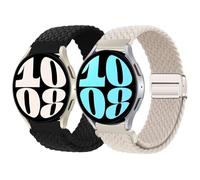 2 Pack Braided Bands for Samsung Galaxy Watch 6/5/4 40mm 44mm/6 Classic 43mm 47mm/Watch 5 Pro 45mm/4 Classic 42mm 46mm, 20mm Nylon Elastic Sport Replacement Straps with Magnetic Buckle,