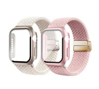 2 pack Braided Bands With Magnetic Clasp Compatible with Apple Watch Band 40mm 41mm 42mm 44mm 45mm 46mm for Women Men,Nylon Stretchy Strap Wach Case for iWatch Series 11 10 9 8 7 6 5 4 SE