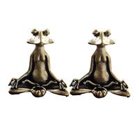 2 Pack Brass Animals Frog Incense Holder, Vintage Brass Incense Burner, Meditation Yoga Frog Figurine, Desktop Tea Pet Ornaments, Metal Garden Sculpture