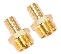 2 Pack Brass Hose Fitting, Adapter, 3/4" Barb x 1" NPT Male Pipe